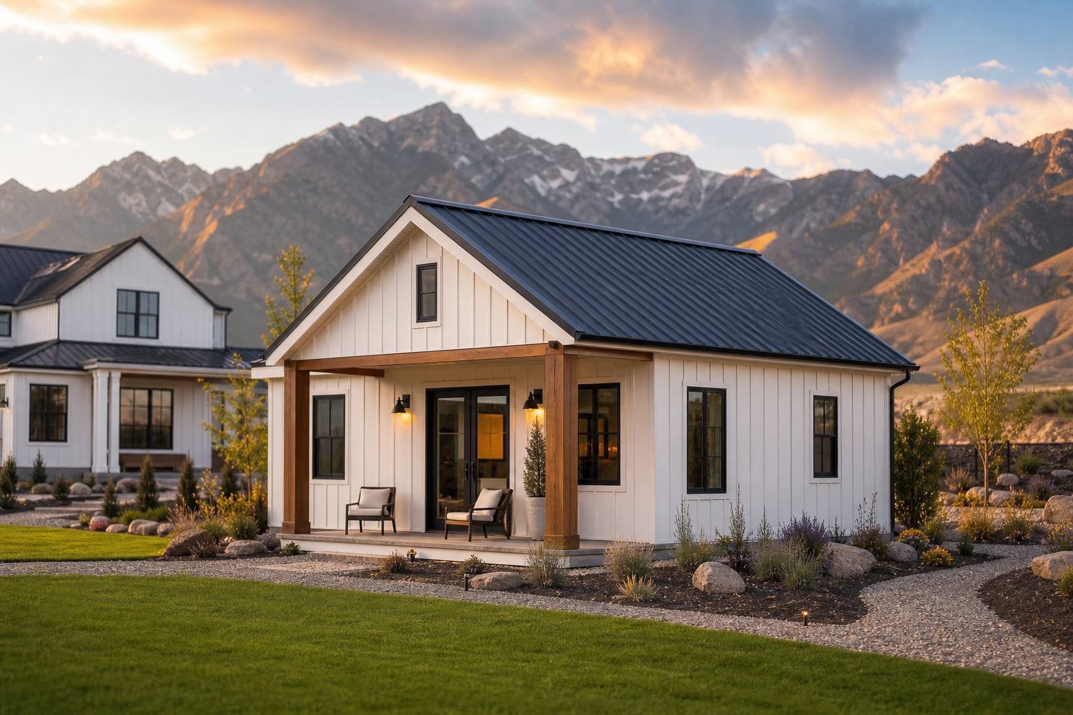 Detached backyard ADU cottage in a Utah modern-farmhouse style